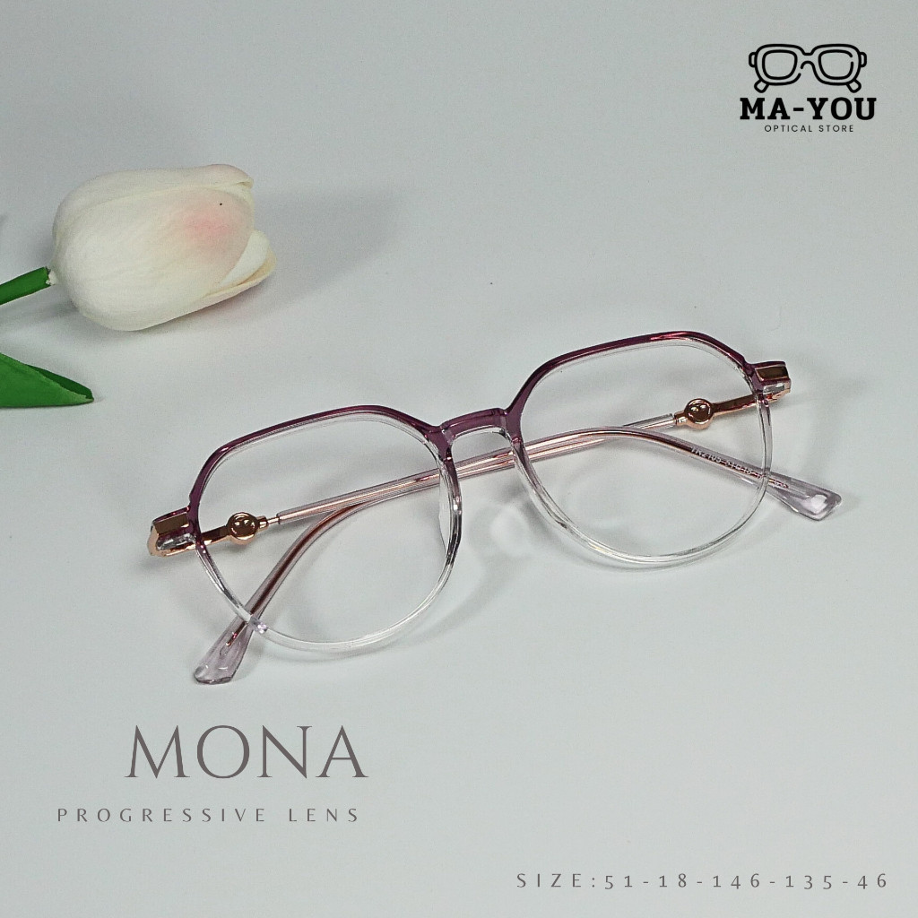Mona  แว่นสายตายาวโปรเกรสซีฟเลนส์ รุ่น โมน่า TR2105 วัสดุกรอบ TR90 ยืดหยุ่น เบา ใส่สบาย แว่นตาโปรเกรสซีฟเลนส์ไร้รอยต่อ