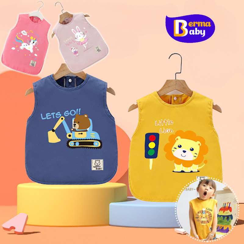 Berma Baby เสื้อกันเปื้อนเด็กลายการ์ตูน กันน้ำและสิ่งสกปรก ปักลายการ์ตูน ระบายอากาศดี ของใช้สำหรับเด็ก