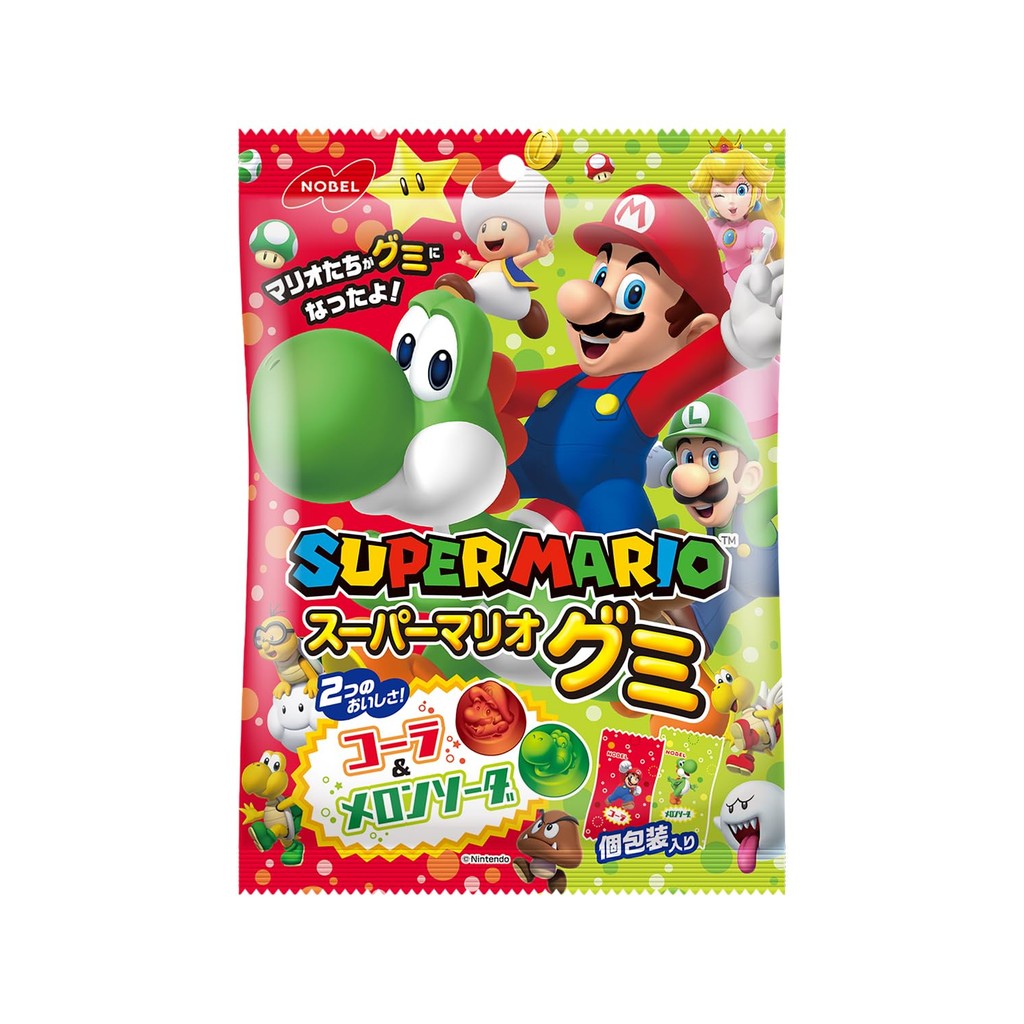 Nobel Confectionery Super Mario Gummy Cola & Melon Soda 85g x 6 bags