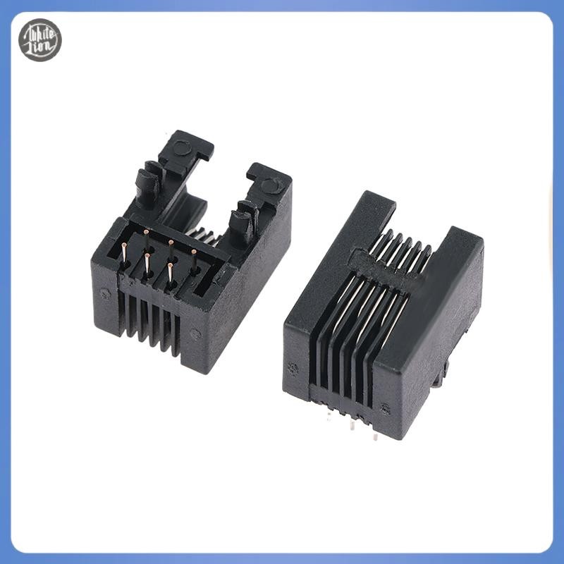 WL| 10PCS RJ11 โทรศัพท์ซ็อกเก็ตโค้ง Pin 95001 4P4C 6P6C 6P4C หญิงแจ็ค Pcb Connector ซ็อกเก็ตโทรศัพท์