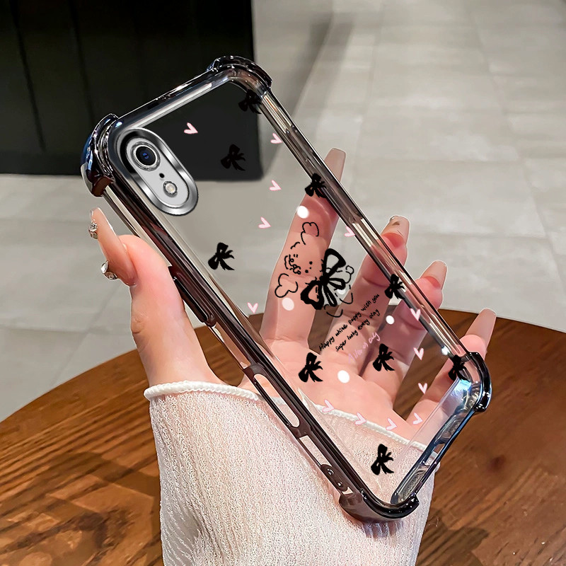 เคสสําหรับเคสโทรศัพท์ iPhone XR TPU 2025 กันกระแทกการออกแบบใหม่รักโบว์อุปกรณ์เสริมฝาครอบ SZ26