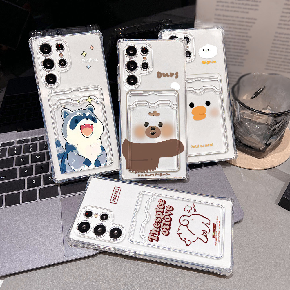 TPU ที่ใส่บัตรเคส For Samsung A56 A55 5G A16 A36 A26 A06 A05S A35 A22 A05 A25 S24 Ultra FE A71 A54 A73 A34 A15 A53 A52