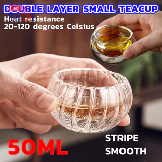 LerThai แก้วชาสองชั้นพรีเมี่ยม ถ้วยจอกทนร้อน 120°C ใส่อุ่นชา/กาแฟได้ ไม่แตกง่าย 50ml Tea Cup