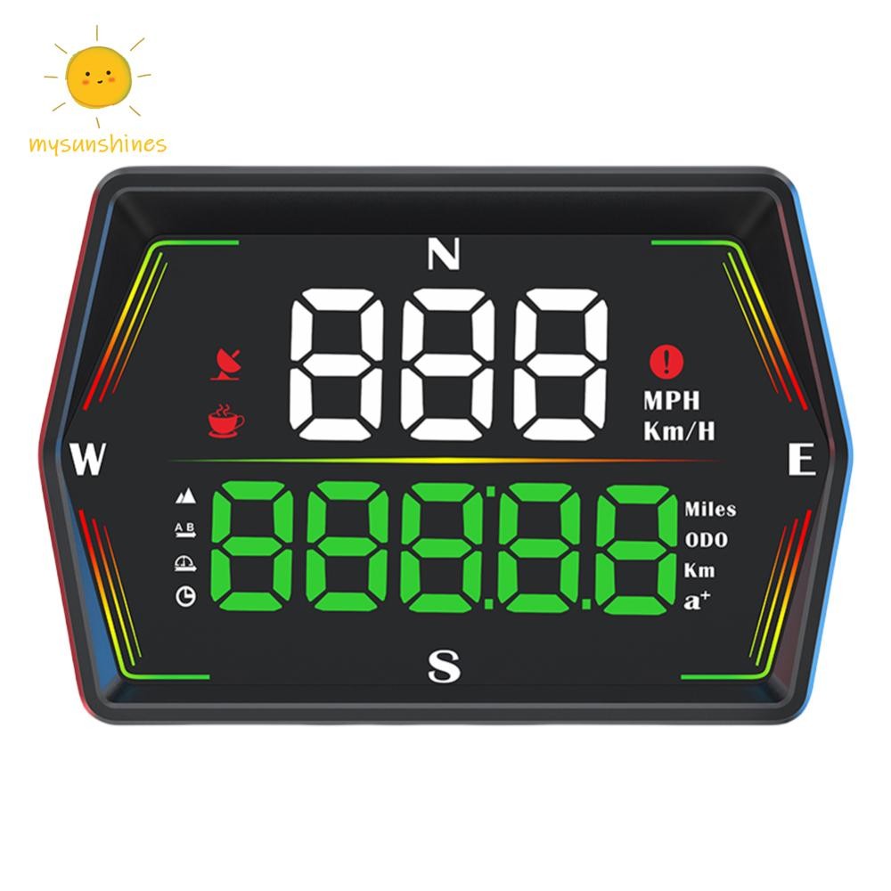 ☀MS Head Up Display GPS HUD เครื่องวัดความเร็วมาตรวัดความเร็วแบบดิจิตอลสําหรับรถบรรทุกรถทั้งหมด Plug and Play Auto Part