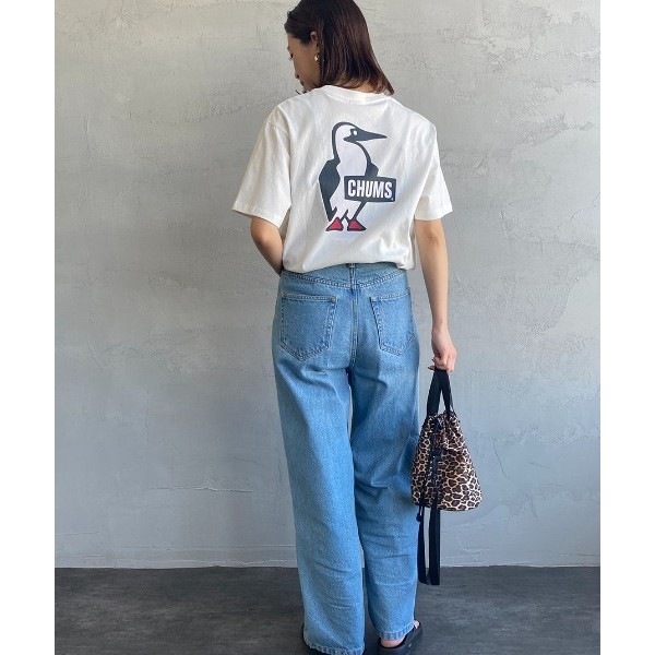 Chums กลับพิมพ์แขนสั้นหลวมสบายๆ Commuting Daily คู่ผ้าฝ้ายเสื้อยืด