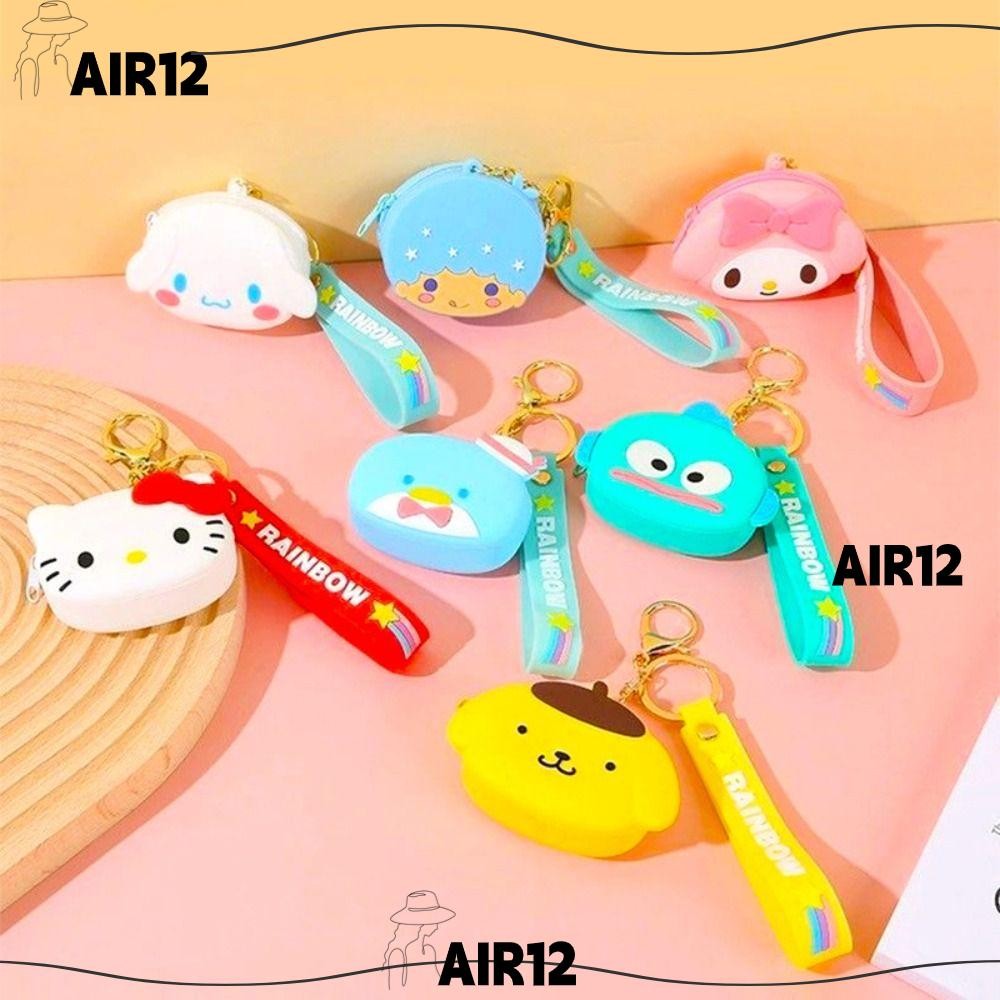 กระเป๋าใส่เหรียญ AIR12, พวงกุญแจ Hello Kitty Kuromi กระเป๋าเก็บของ, ซิลิโคน Sanrio Melody Cinnamoroll กระเป๋าสายเคเบิลข้อมูลเด็ก