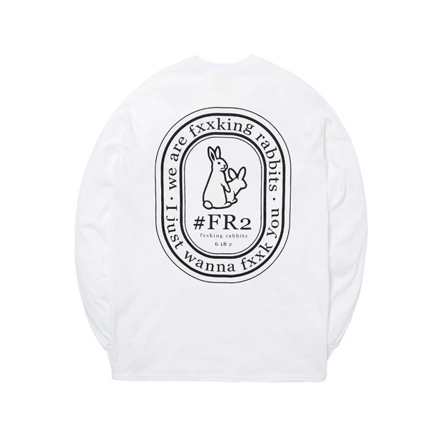 Fr2 เสื้อยืดคอกลมแขนยาวโลโก้รูปไข่สําหรับผู้ชายและผู้หญิง