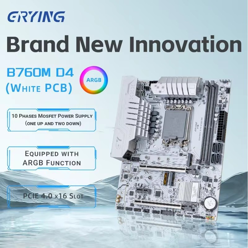 (มือสอง) B760m D4 ARGB เมนบอร์ด LGA1700 รองรับ Core i3/i5/i7/i9 12th CPU 12400 12900 13600K/F คอมพิว