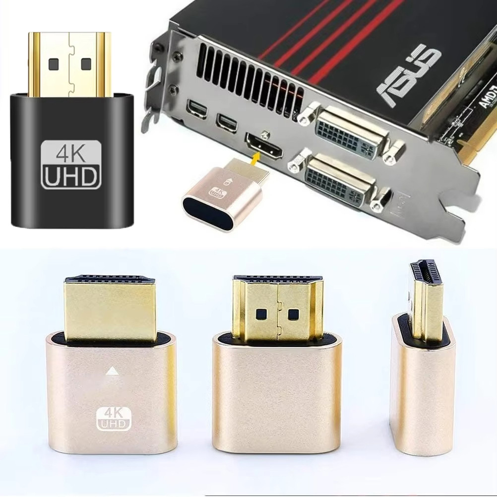 Vga Virtual Display Adapter 4K HDMI-เข้ากันได้กับ 1.4 DDC EDID Dummy Plug Headless Ghost Display Emu