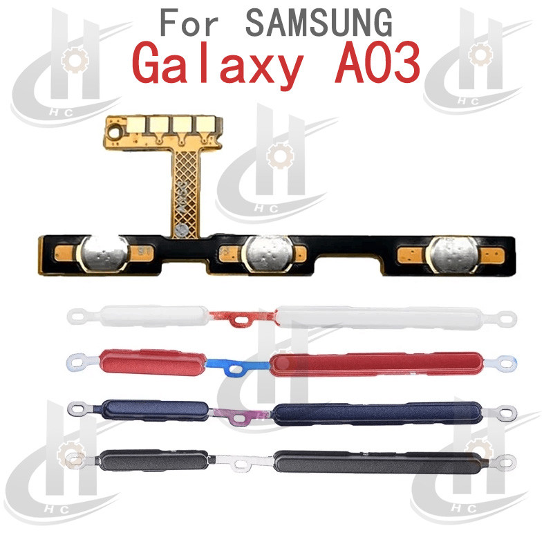 สําหรับ Samsung Galaxy A03 A035 A035F ปริมาณด้านข้างปุ่ม Flex Cable Keys ปุ่มปิดระดับเสียงพร้อมการชาร์จปุ่มขึ้นและลงด้านข้างอะไหล่ทดแทน