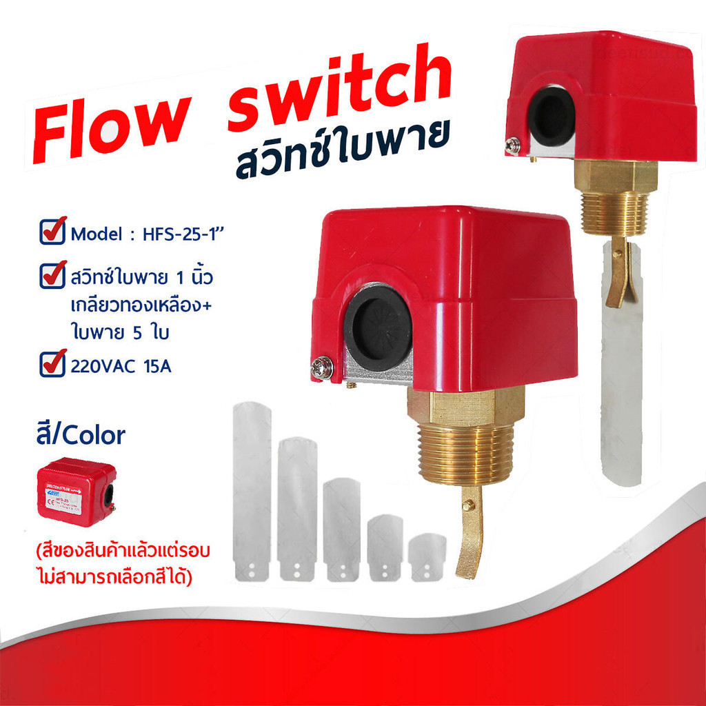 (ส่งจากไทย)Flow switch HFS-15-20-25 โฟลว์สวิทช์ สวิทช์ใบพาย พร้อมใบพาย ขนาด 4หุน 6หุน 1 นิ้ว