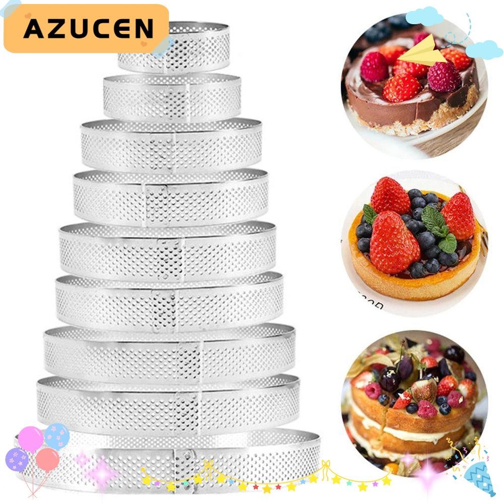 Azucen แม่พิมพ์เค้ก Bakeware French Dessert Mousse Perforated Tart Ring