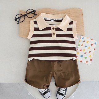 Terno for Boys' Summer Vest Set Summer Baby fashion Sleeveless Clothes Small Children Two Piece Set