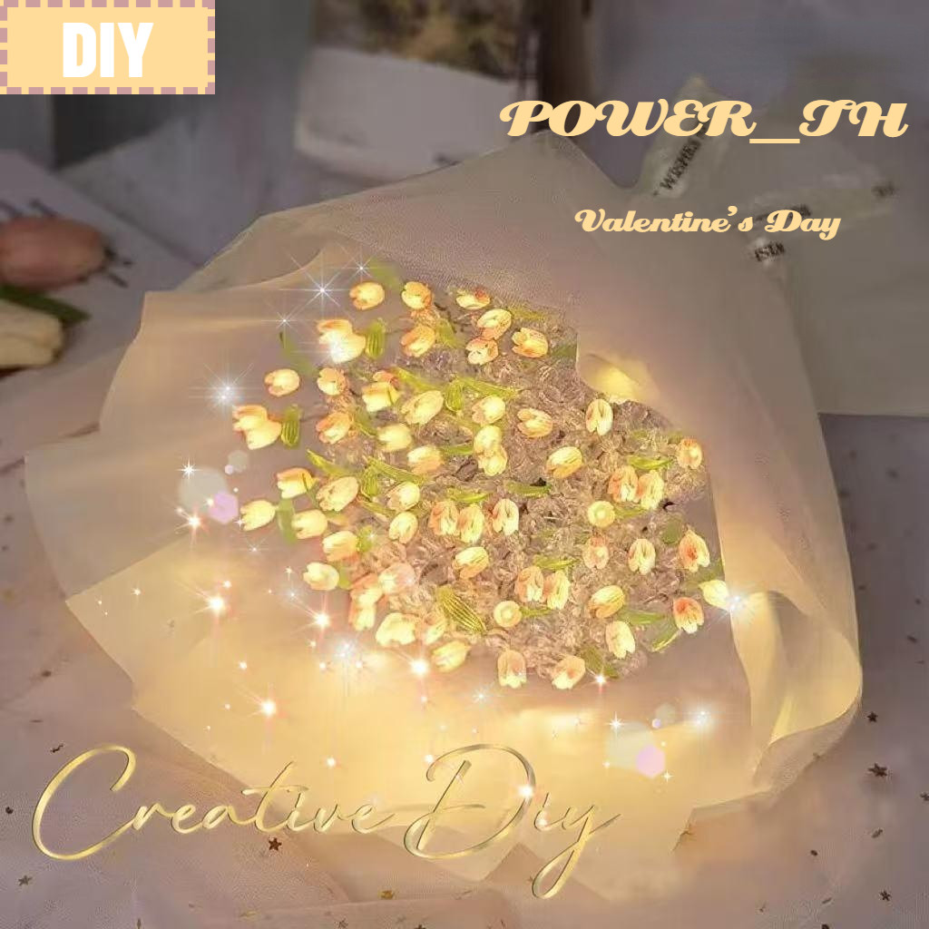 DIY วันวาเลนไทน์ ช่อดอกทิวลิปจำลอง ดอกทิวลิป ช่อดอกไม้  แพ็คเกจอุปกรณ์ทำมือ DIYของตกแต่งบ้าน ของตกแต่งงานปาร์ตี้วันเกิด