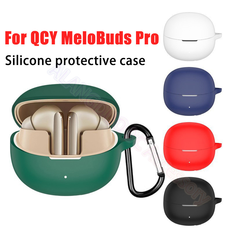 เคสซิลิโคนสําหรับ QCY MeloBuds Pro N50 กรณีสีทึบ Anti-drop ป้องกันหูฟังกล่องชาร์จสําหรับ QCY HT08 HT