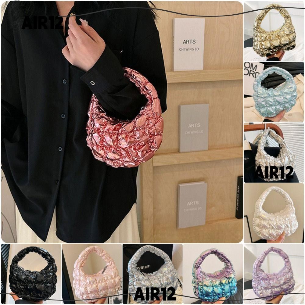 Air12 Bubble Bag, กระเป๋าเมฆจีบสีทึบ, กระเป๋าโท้ตความจุขนาดใหญ่ขนาดเล็กหญิง