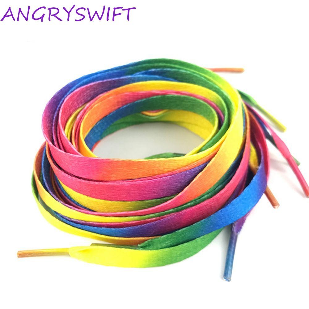 Angryswift 5 คู่สายรุ้งเชือกผูกรองเท้าที่มีประโยชน์กรีฑาแบนถักหลายสีกีฬารองเท้า Laces Strings