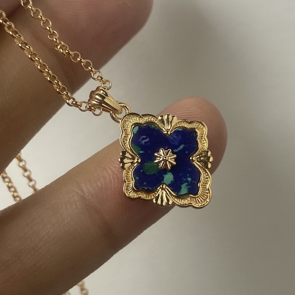 สร้อยคอน่ารัก Lapis Lazuli ดีไซน์ดอกไม้ ขนาด 9FT970e 7e0b0 เป็นของขวัญพิเศษสำหรับคนรัก