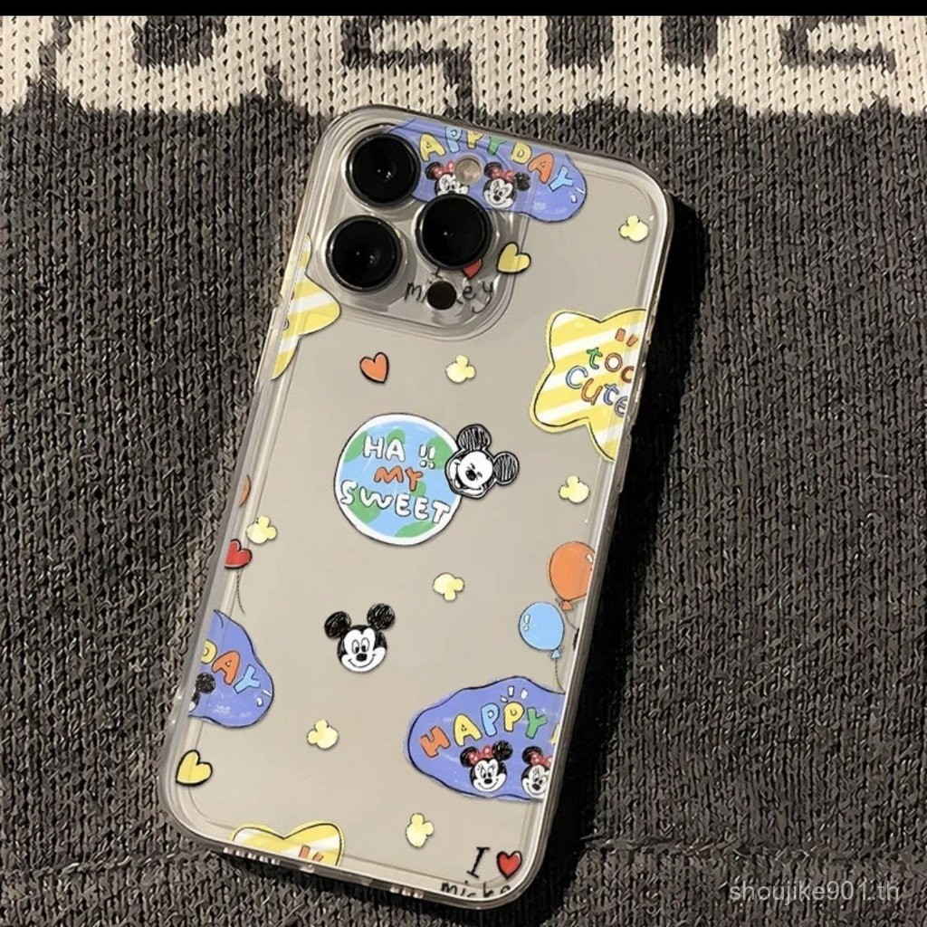 น่ารักหวานมิกกี้มินนี่โปร่งใสเหมาะสําหรับเคสโทรศัพท์ iPhone เหมาะสําหรับ iPhone 16 Pro Max/15/14 Pro