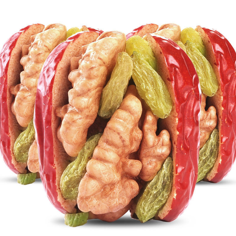 红枣夹核桃g新疆大枣夹核桃葡萄干什锦枣核桃芝麻枸杞干果零食Red dates mixed with walnuts, Xinjiang dates mixed with walnuts and gra