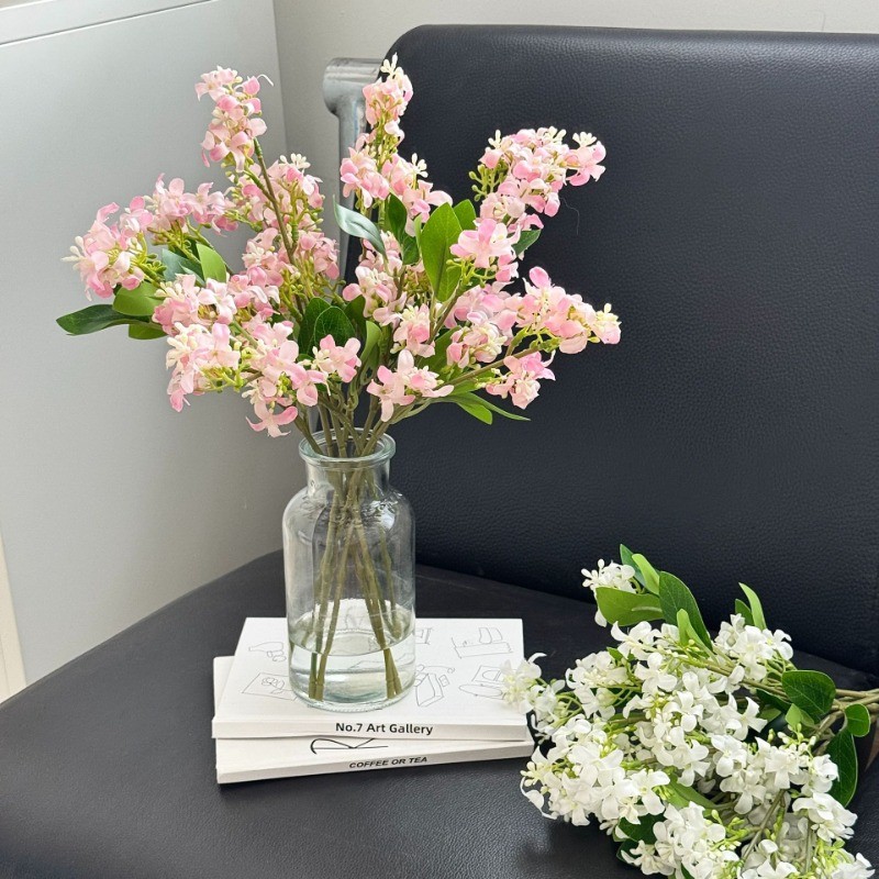 ผ้าประดิษฐ์ Lilac Fragrans ดอกไม้สําหรับตกแต่งห้องนั่งเล่นตกแต่งบ้านงานแต่งงานดอกไม้ปลอม