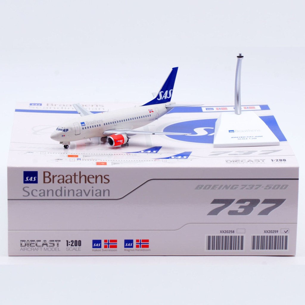 พร้อมส่ง เครื่องบิน Jcwings 1: 200 โมเดลเครื่องบินโลหะผสม Nordic Airlines Boeing B737-500 LN-BRO