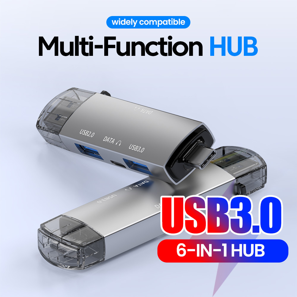 6 in 1 Multi-function USB 3.0 Card Reader Micro TF SD Card Reader อะแดปเตอร์ USB สําหรับโทรศัพท์มือถ