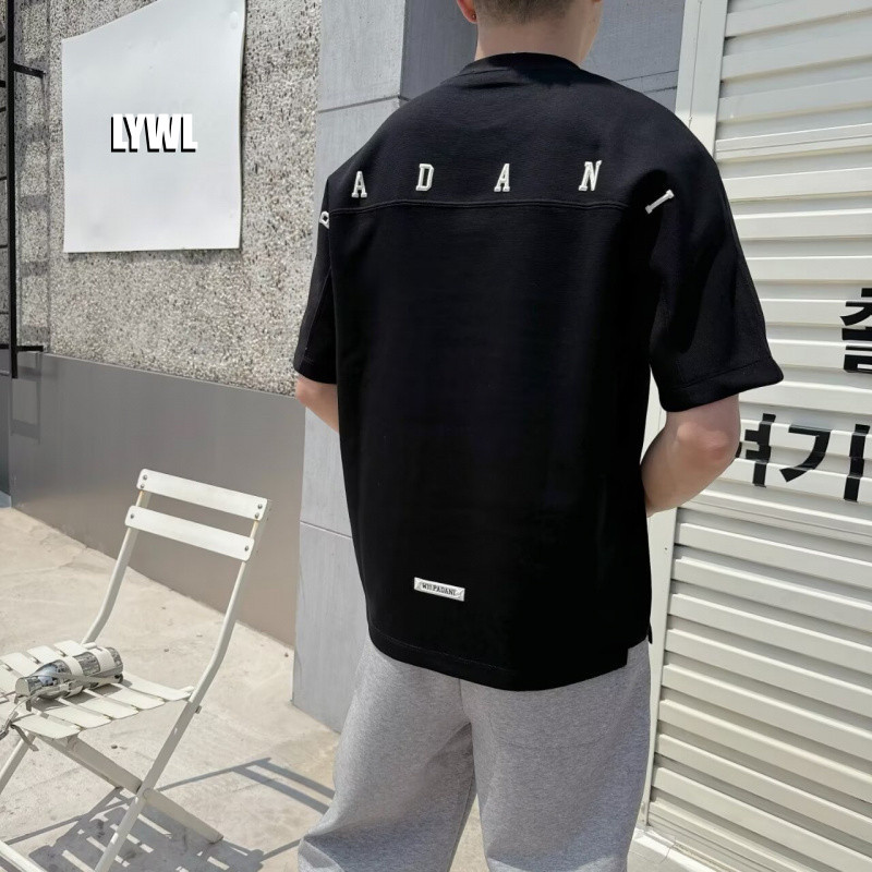 เสื้อยืดผู้ชายแขนสั้น ทำจากผ้าฝ้ายระบายอากาศ สไตล์อเมริกัน