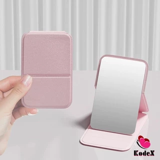 KDX กระจกแต่งหน้า ขนาดเล็กพับตั้งโต๊ะได้ หนังPUกระจกขนาดเล็ก สวย Mirror