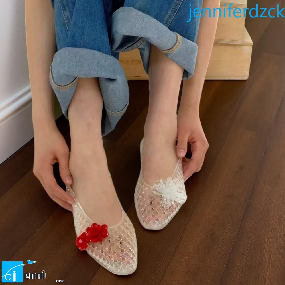 รองเท้าแตะเยลลี่ JENNIFE สไตล์เกาหลี พวกรองเท้าเต้นรำ กันน้ำ นุ่มลื่น สำหรับชายหาด