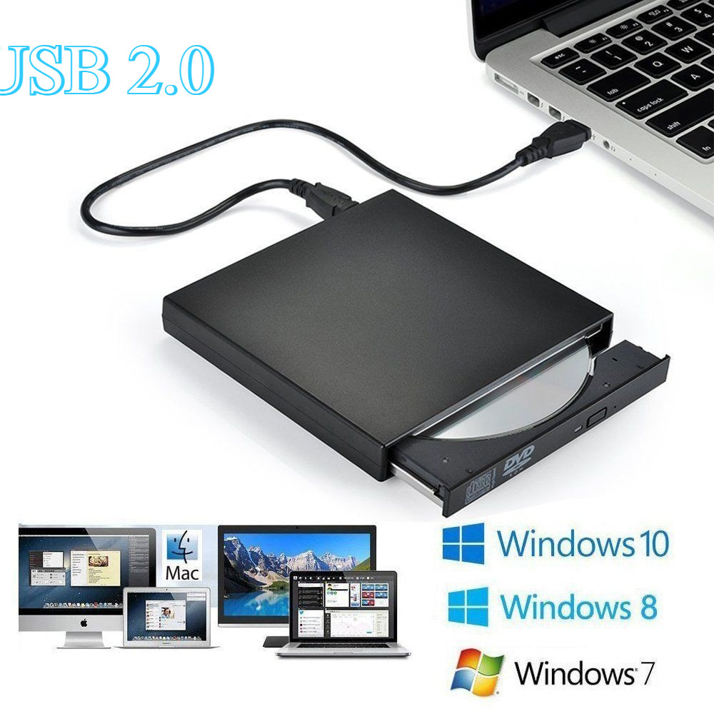 USB 2.0 แบบพกพาภายนอก DVD RW CD Burner สําหรับแล็ปท็อป PC Burner Reader Player Optical