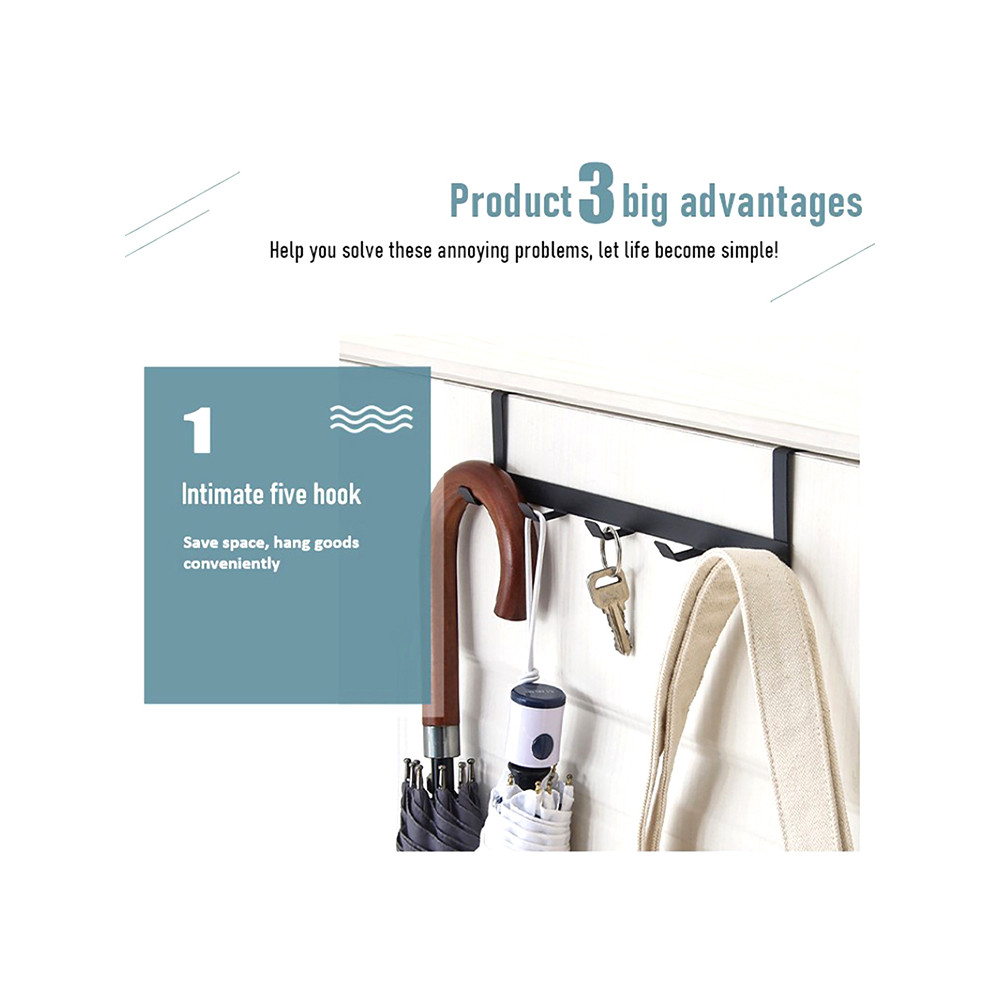 ตะขอแขวนติดผนังอเนกประสงค์แบบ 5 จุดสำหรับติดประตู ไม่ต้องใช้รูเจาะ ชั้นวางของอเนกประสงค์สำหรับใช้ในบ้าน 🎇 - รูปที่ 7