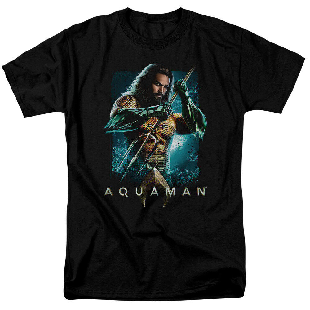 Aquaman Movie Trident Jason Momoa เสื้อยืดสําหรับผู้ใหญ่ที่ได้รับอนุญาต