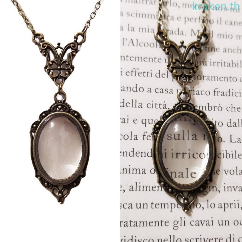Kra Lace Edge Oval-Magnifier แว่นตาสร้อยคอสําหรับอ่านหนังสือของขวัญวันเกิด