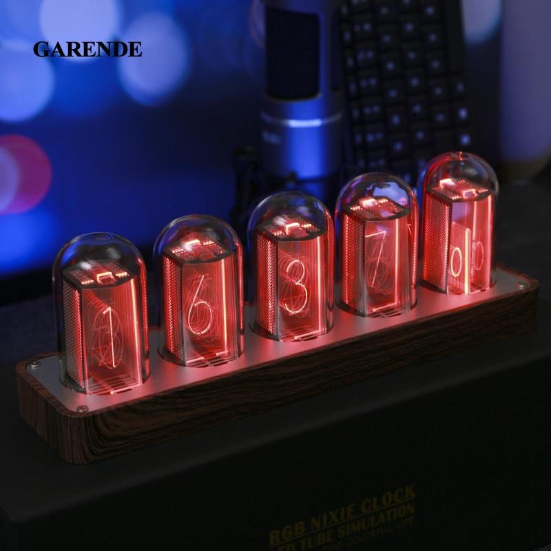 Garende Nixie Tube Clock ปรับ RGB จอแสดงผล LED มัลติฟังก์ชั่นนาฬิกา Nixie Tube