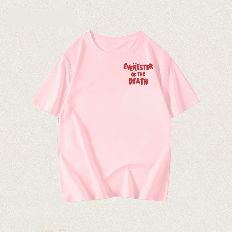 (จัดส่งตลอด 24 ชั่วโมง)Woo Right Death Of Hero สีชมพู เสื้อผ้าเสื้อยืด oversize Cotton100% เสื้อผู้ชาย สไตล์อเมริกัน