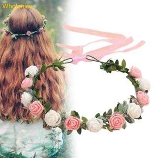Whol พวงมาลัยดอกไม้มงกุฎพวงหรีดผมที่คาดผมดอกไม้เจ้าสาวมงกุฎด…