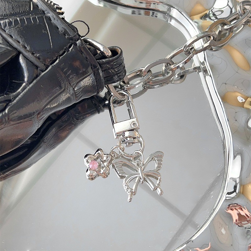 จี้โลหะเงินหวานเย็น - พวงกุญแจดาวผีเสื้อ Y2k - กระเป๋าเป้สะพายหลังแขวนเครื่องประดับ Charms - สําหรับกระเป๋า, พวงกุญแจ - อุปกรณ์ตกแต่งพวงกุญแจรถ