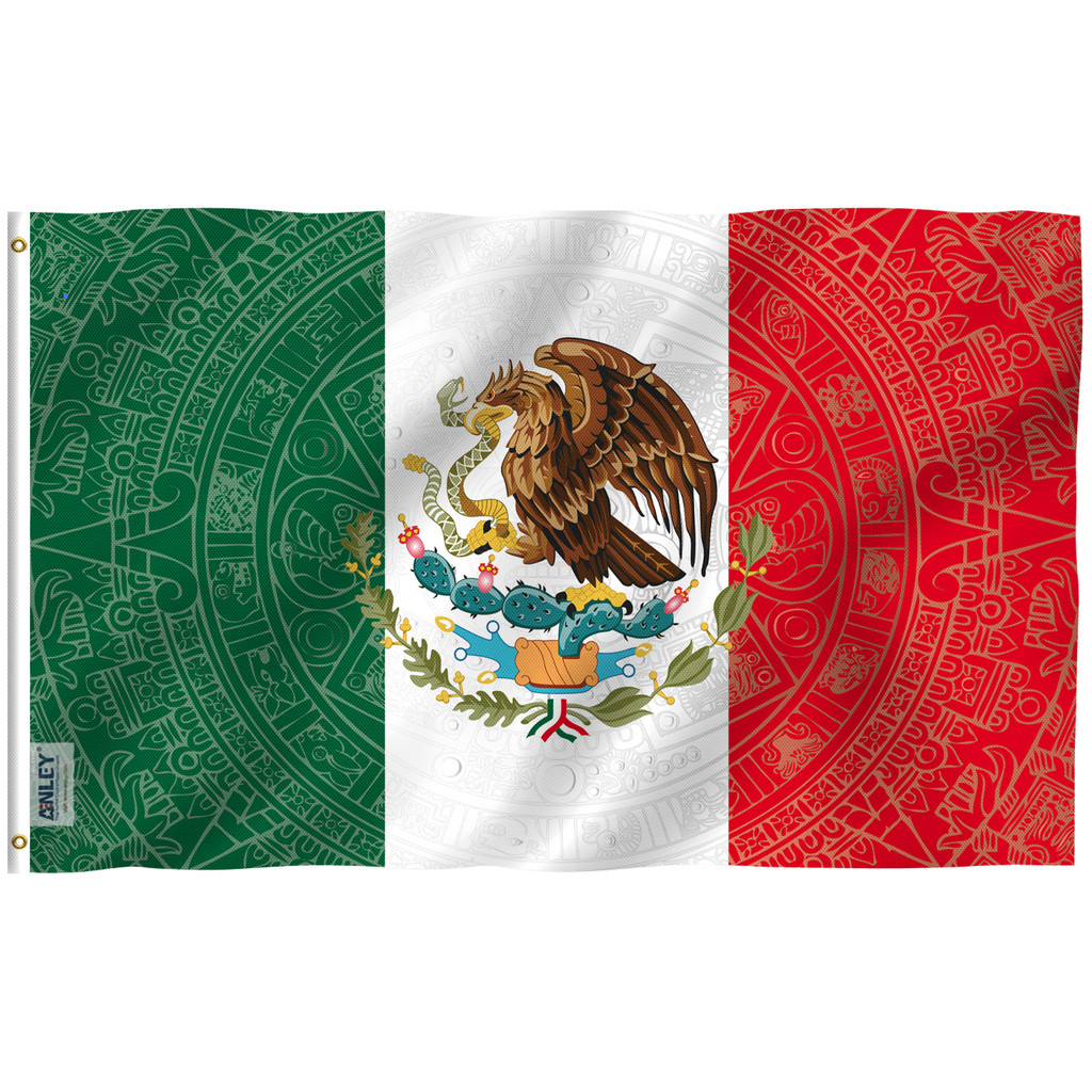 ธง Anley 3x5 Ft Mexico - วันอุปถัมภ์ Aztecs Mexican MX Cinco de Mayo Banner