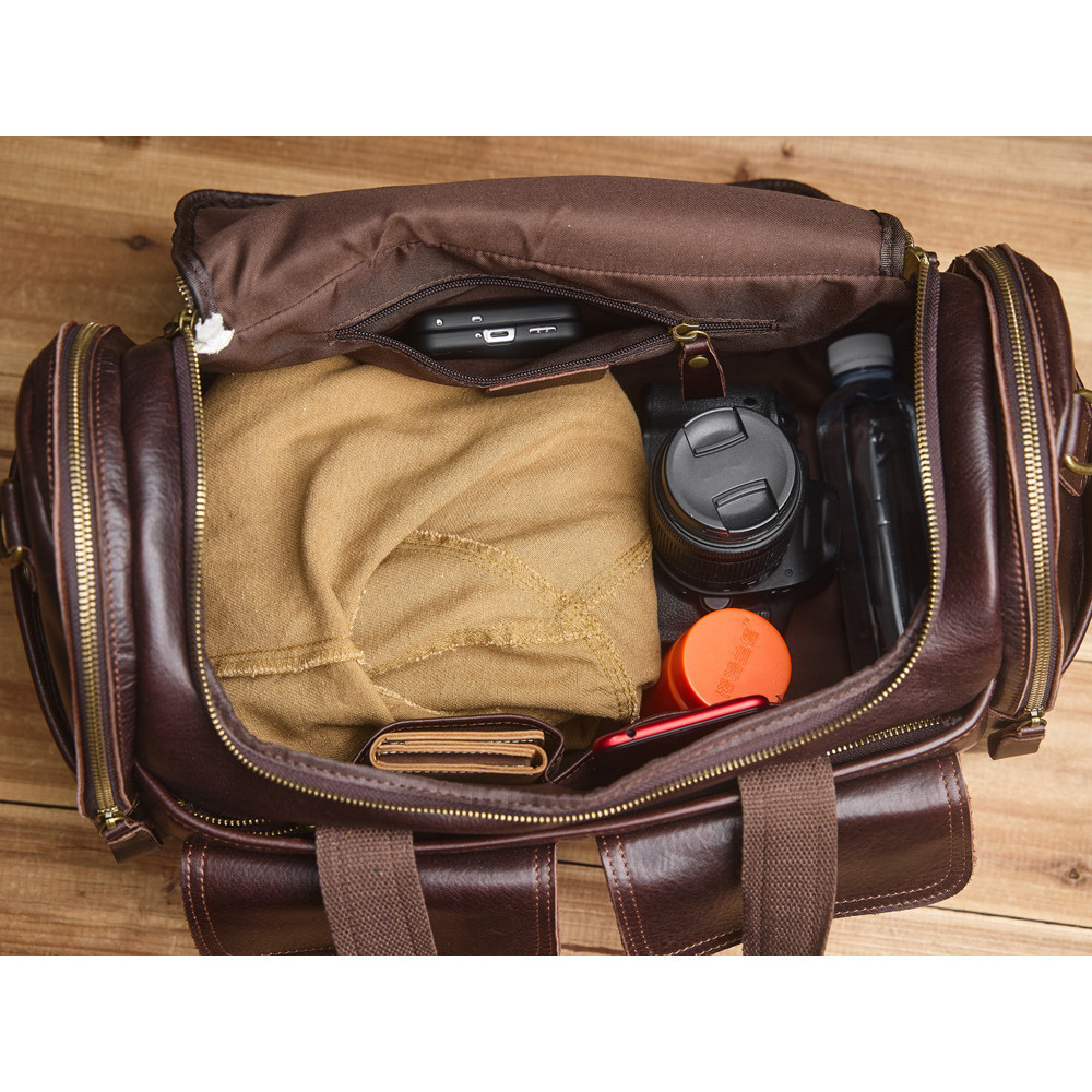 NAVSA หนังแท้ผู้ชาย Retro Duffel กระเป๋าขนาดใหญ่ความจุ First Layer Cowhide กระเป๋าเดินทางระยะทางสั้นแฟชั่นสบายๆ Messen