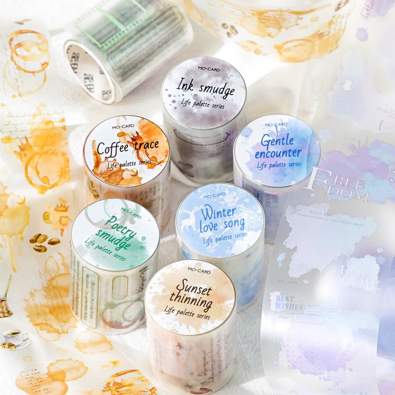 Wei 35 มม.*2 ม. ม้วน [ซีรีส์จานสีชีวิต] Foggy PET White Ink Masking Tape เทป Washi Scrapbooking วัสดุชุดสมุดภาพ