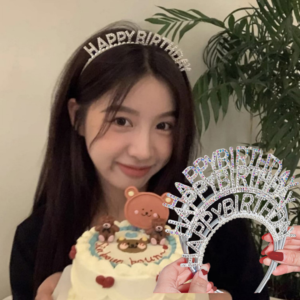 Annapink.th แฟชั่นวันเกิดหวานสาวโลหะ Rhinestone วันเกิด Tiara ผม Hoop เจ้าหญิงมงกุฎผู้หญิง Headwear EN