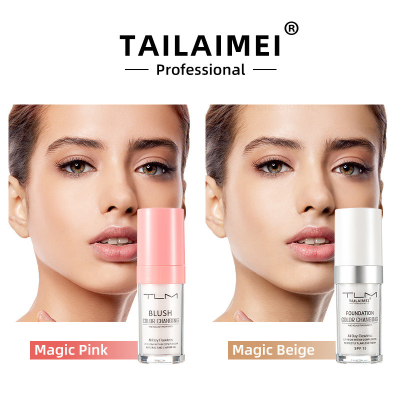 TLM เทอร์มอมเมอร์มี่บลัชออนลิควิดลิควิดลิควิดคอนซีลเลอร์เพิ่มความสดใสและให้ความชุ่มชื้นรองพื้นชนิดน้ำที่ติดทนนานไม่ซีดจาง