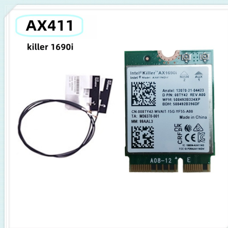 Intel Killer 1690i AX411 การ์ดเครือข่ายไร้สายในตัวไตรแบนด์ WiFi 6E DELL7710 X14 บลูทูธ 5.3