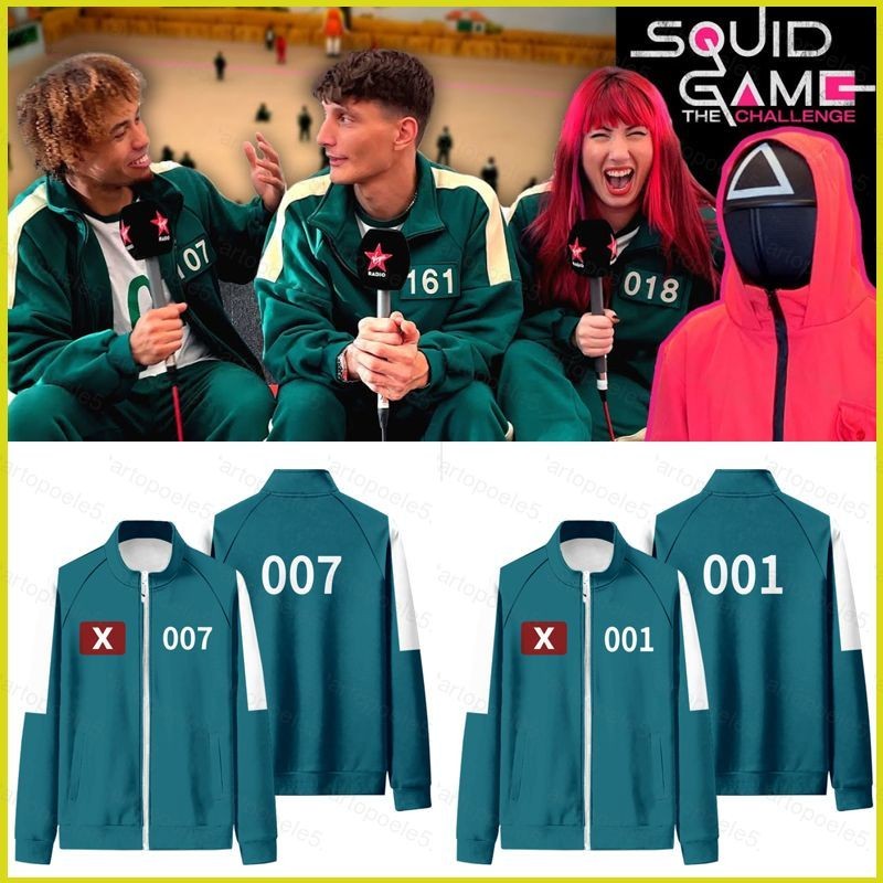 Sta5 Squid Game Season 2 หมายเลข 001 007 388 แสดงซิป เสื้อกันหนาว เสื้อแจ็คเก็ต Unisex Top