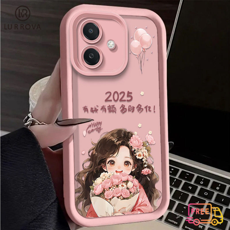 สําหรับOPPO A6PRO A5 PRO A3X A3 PRO A80 A60 A79 A38 A18 A17 A57 2022 4G A78 A58 A7 A5S A12 A95 2025 ช่อดอกไม้สาวกันกระแทกTPUเคสโทรศัพท์