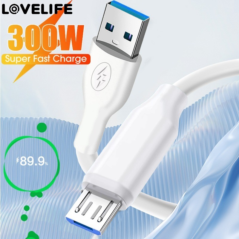 สายเคเบิลข้อมูลโทรศัพท์ ไมโคร ยูเอสบี - สายชาร์จซิลิโคนอ่อนนุ่ม - สายเคเบิลข้อมูลโทรศัพท์ ยูเอสบี เป็นไมโคร ยูเอสบี - 300ว สายชาร์จเร็วความเร็วสูง-สําหรับแล็ปท็อป หุ่นยนต์