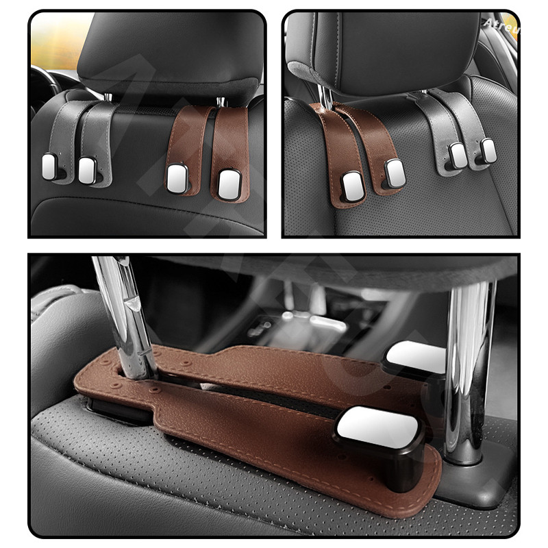 Toyota GR ตะขอแขวนเบาะหลังรถยนต์ รถที่นั่งกลับ Hook รถหนัง Double Hook ที่นั่งด้านหลังแขวนสําหรับ Toyota Prius Fortuner Corolla Cross CHR Camry Wish Vios Veloz Estima Sienta Yaris Ativ Altis Hilux Revo bZ4X Hiace
