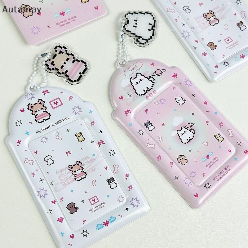 Autamay Kawaii Insน่ารักพิกเซลลูกสุนัข 3 นิ้วKpop Photocardผู้ถือภาพผู้ถือบัตรกระเป๋าจี้เครื่องเขียนใหม่