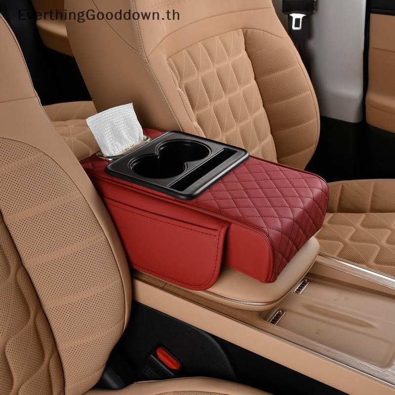 Ever รถ Arm Rest กล่องกระดาษทิชชูรถบรรทุกยานพาหนะคอนโซลกลางกล่อง Extension Armrest เบาะข้อศอกนุ่มสนับสนุนที่วางแก้ว Organizer กระเป๋า TH